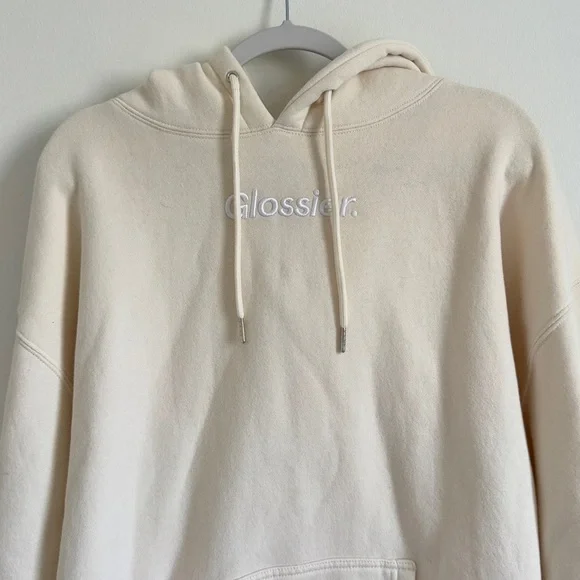 Glossier Limited Edition Hoodie Size XL soft pullover cream neutral oversized - Picture 4 of 7